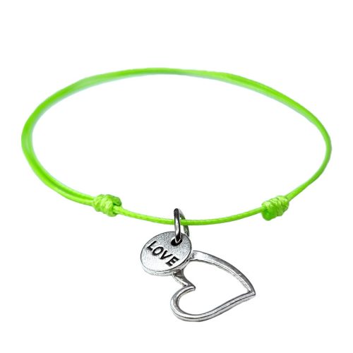 Charm karkötő alap nanocord fluor zöld