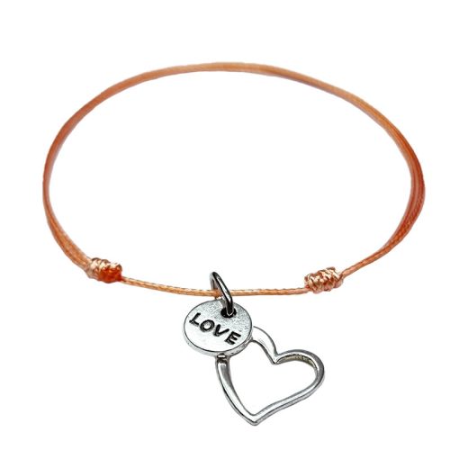 Charm karkötő alap nanocord barack